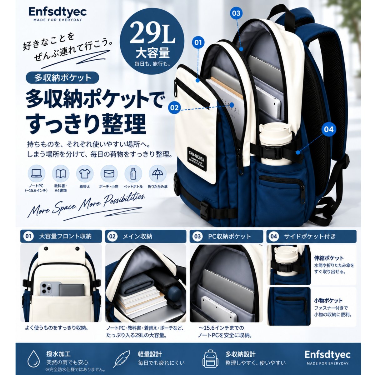 【商品提供】29L大容量・15.6インチPC対応 通学リュック PRクリエイター募集 - 12