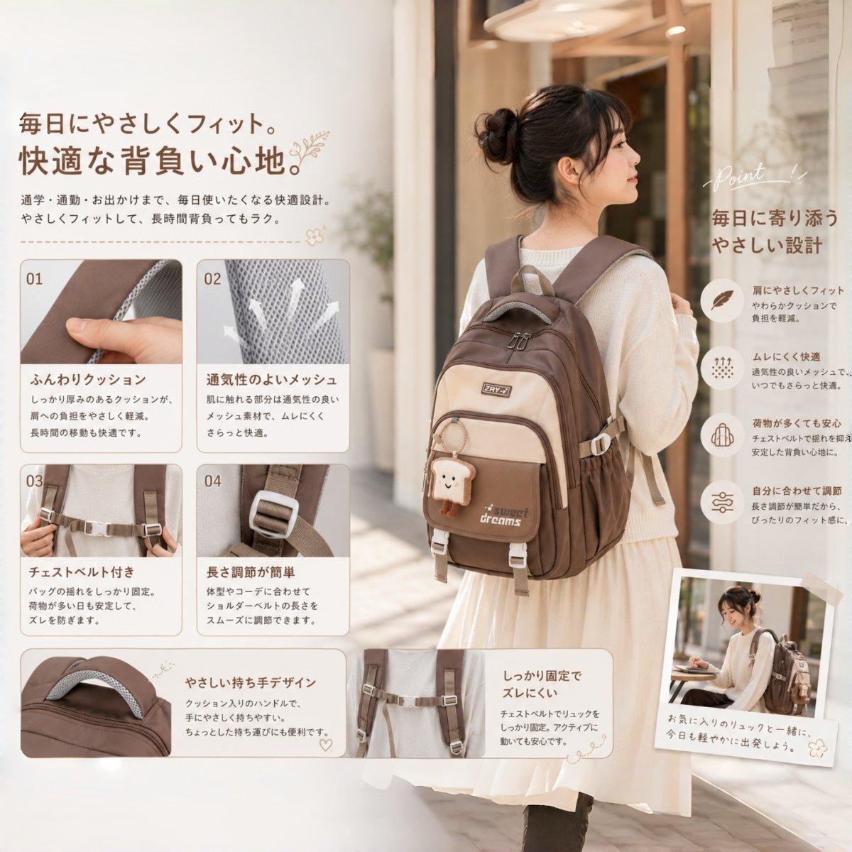 通学・日常に使える大容量レディースリュック PR募集 - 5