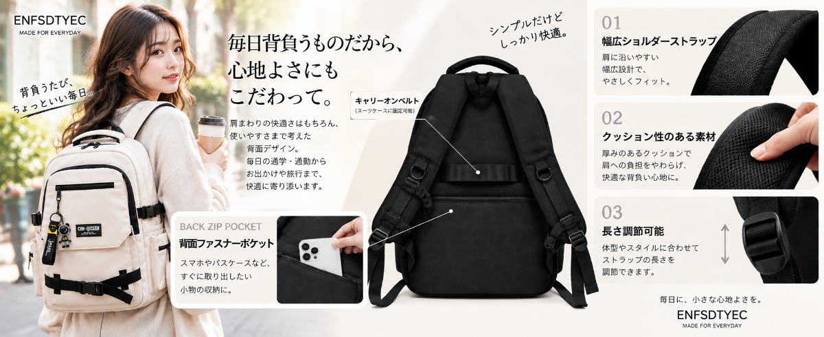 【商品提供】29L大容量・15.6インチPC対応 通学リュック PRクリエイター募集 - 3