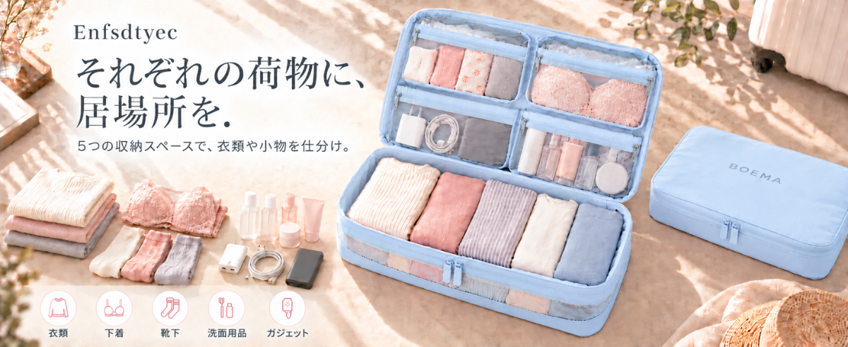 【商品提供・送料無料】旅行好きさん募集♡ 荷造りが楽しくなる5IN1圧縮トラベルポーチPR - 3